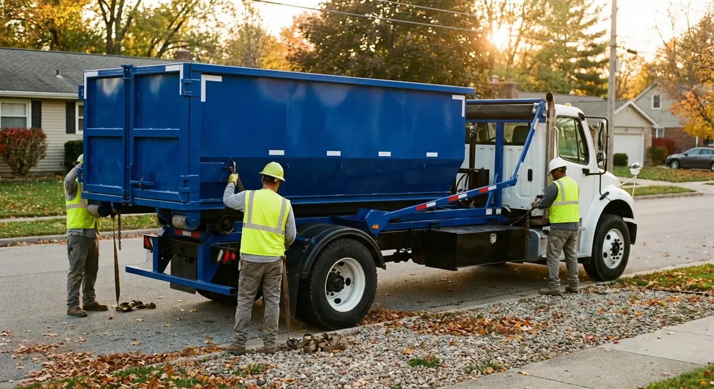 Roll-off dumpster delivery truck in Towson, MD