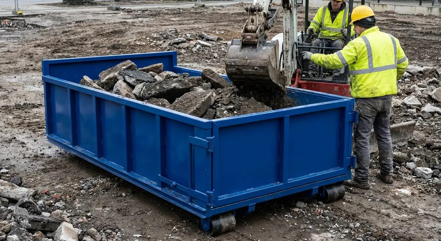 Heavy debris dumpster loaded with concrete in Towson, MD