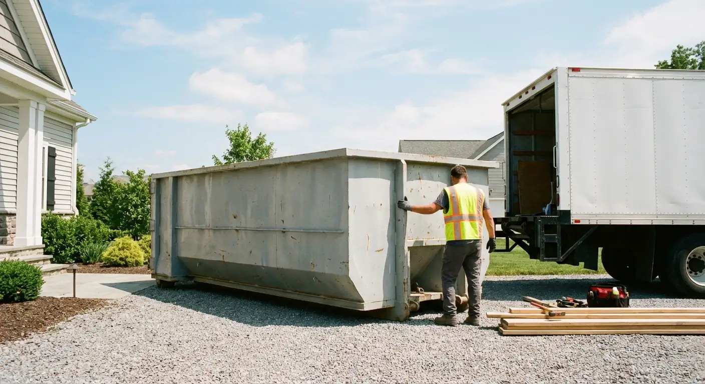 Roll-off dumpster dimensions and footprint visualization in Towson, MD